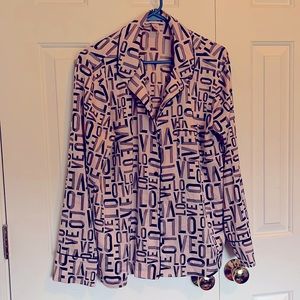 Long sleeve pink / black Victoria Secret PJ Top - Satin “LOVE”